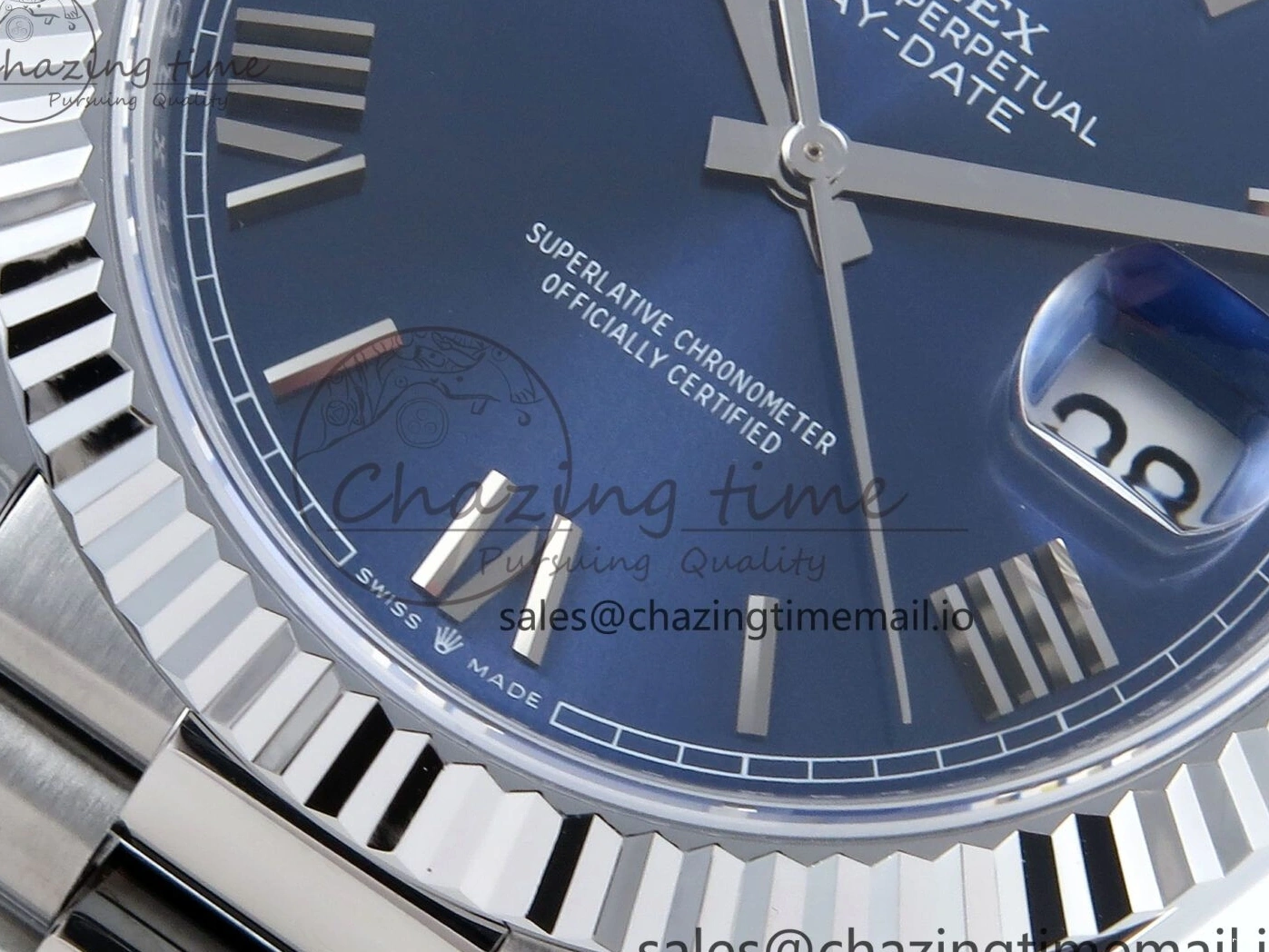 MiroTime 0219 Youthful Day Date 40 SS 228239 Noob 1:1 Best Edition Blue Roman Dial on President Bracelet A2836 (Gain Weight) 812